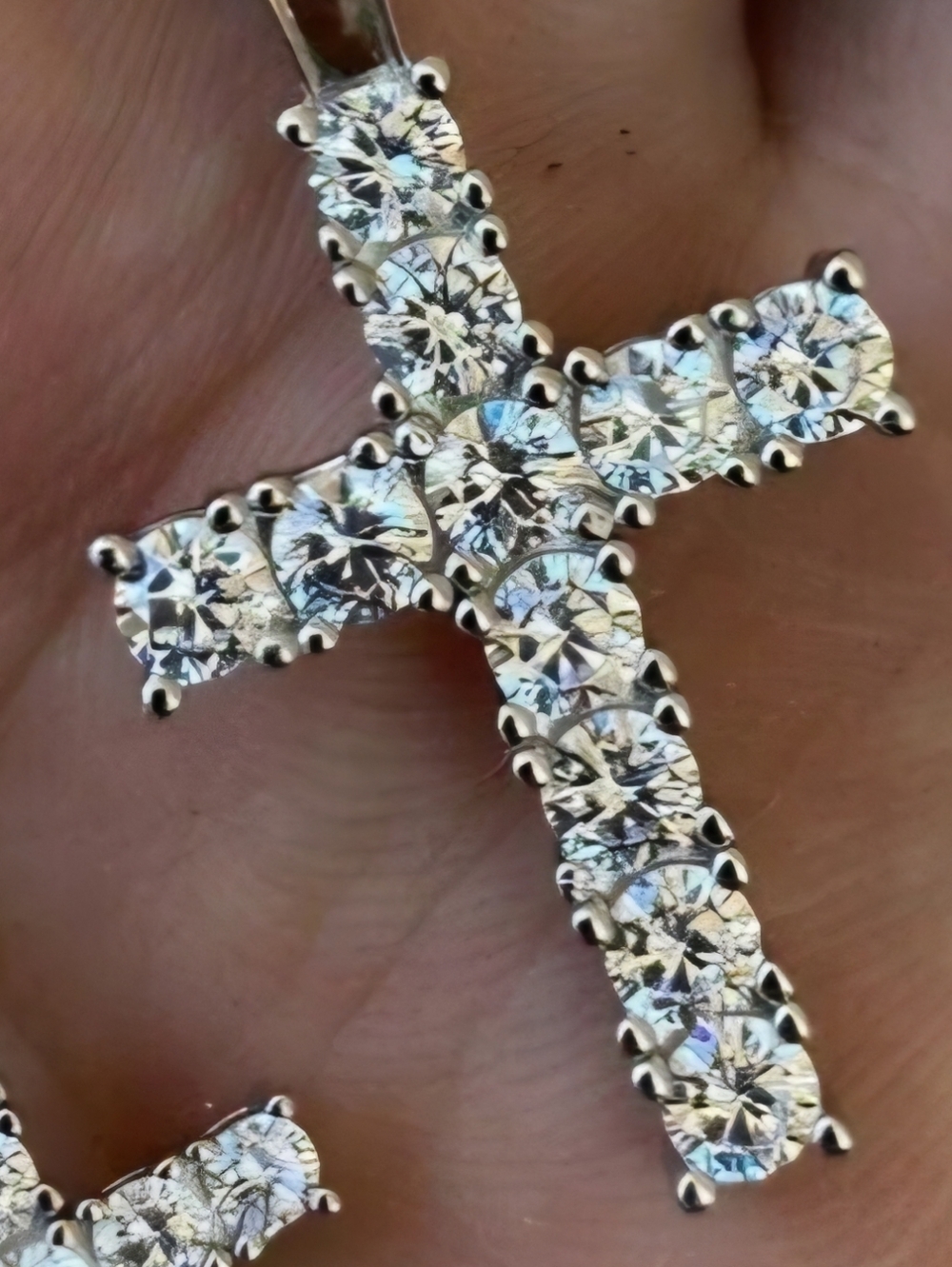 MOISSANITE Iced Out Tennis Cross Pendant 925 Silver NEW - Picture 4 of 12
